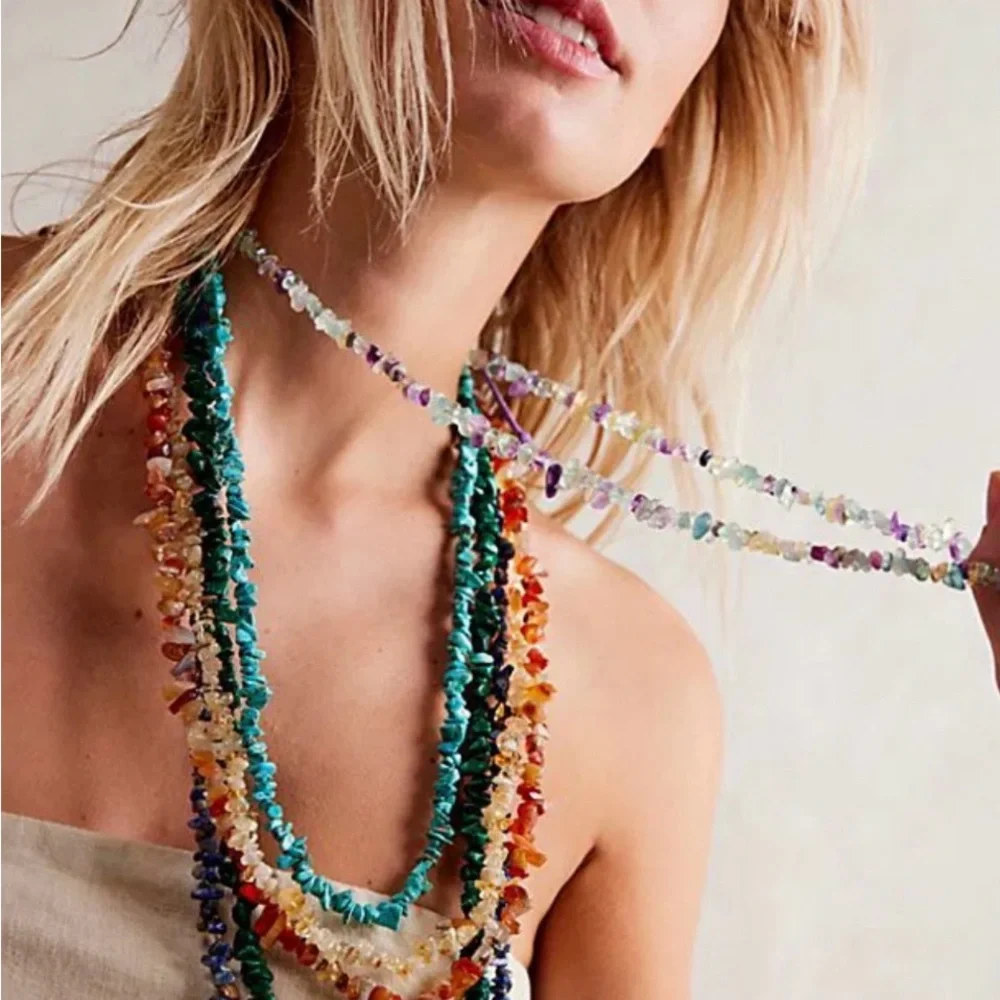Free People Singl Strand Necklace in Indigo Blue NWT - Picture 2 of 5